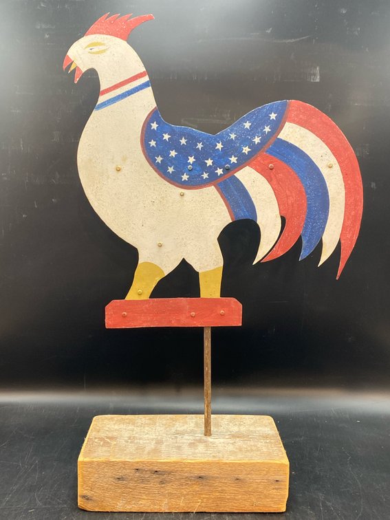 Hand Painted Folk Art Rooster Figurine