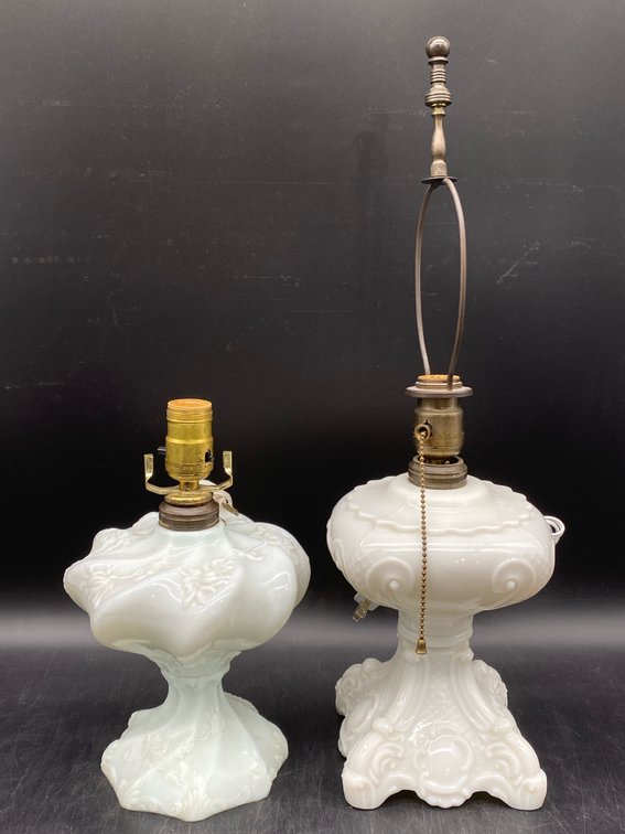 Electrified Milk Glass Oil Lamp