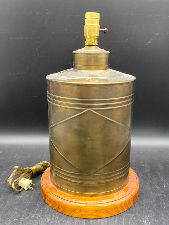 Brass-toned  Cannister-Style Lamp