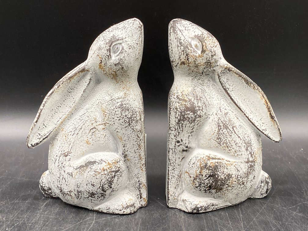 Cast Metal Bunny Bookends