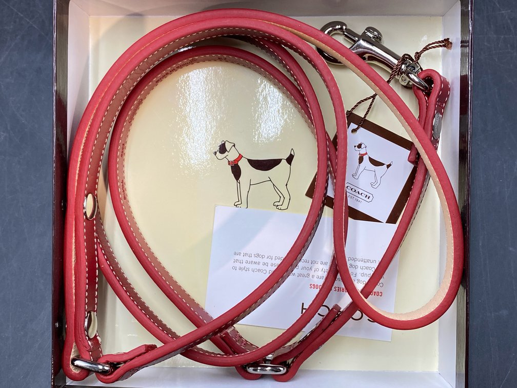 Coach Style Red Leather Dog Leash