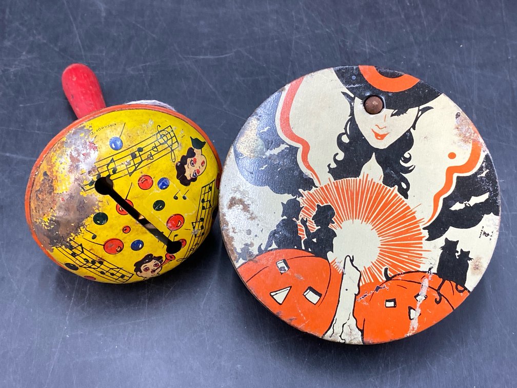 Vintage Tin Litho Rattle Toys
