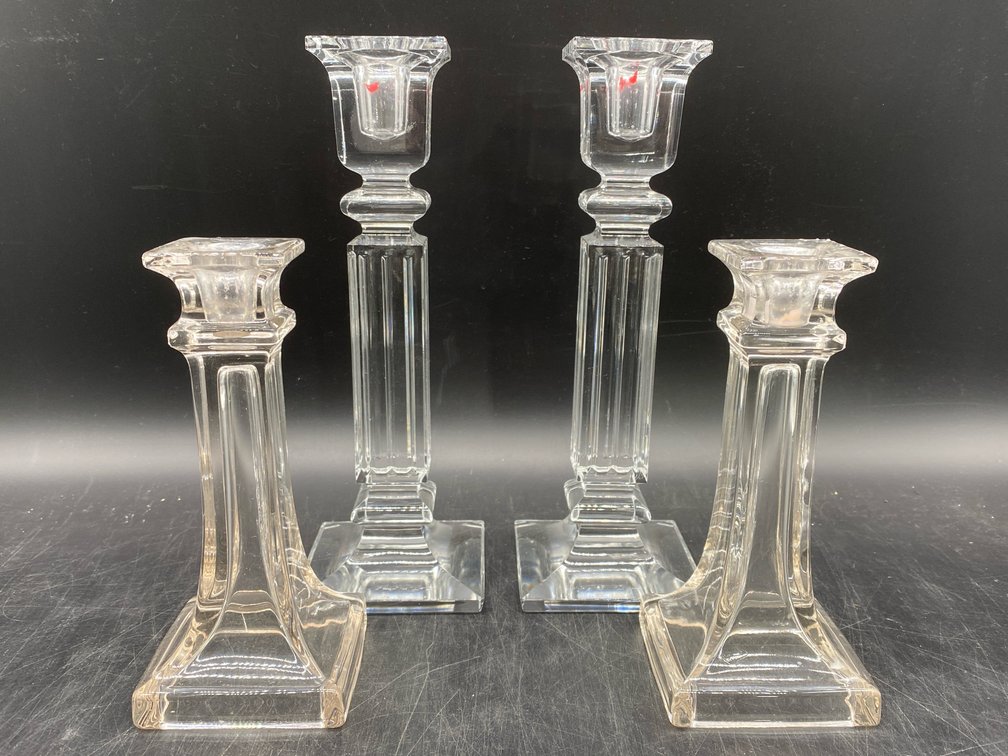 Clear Glass Columnal Candlesticks