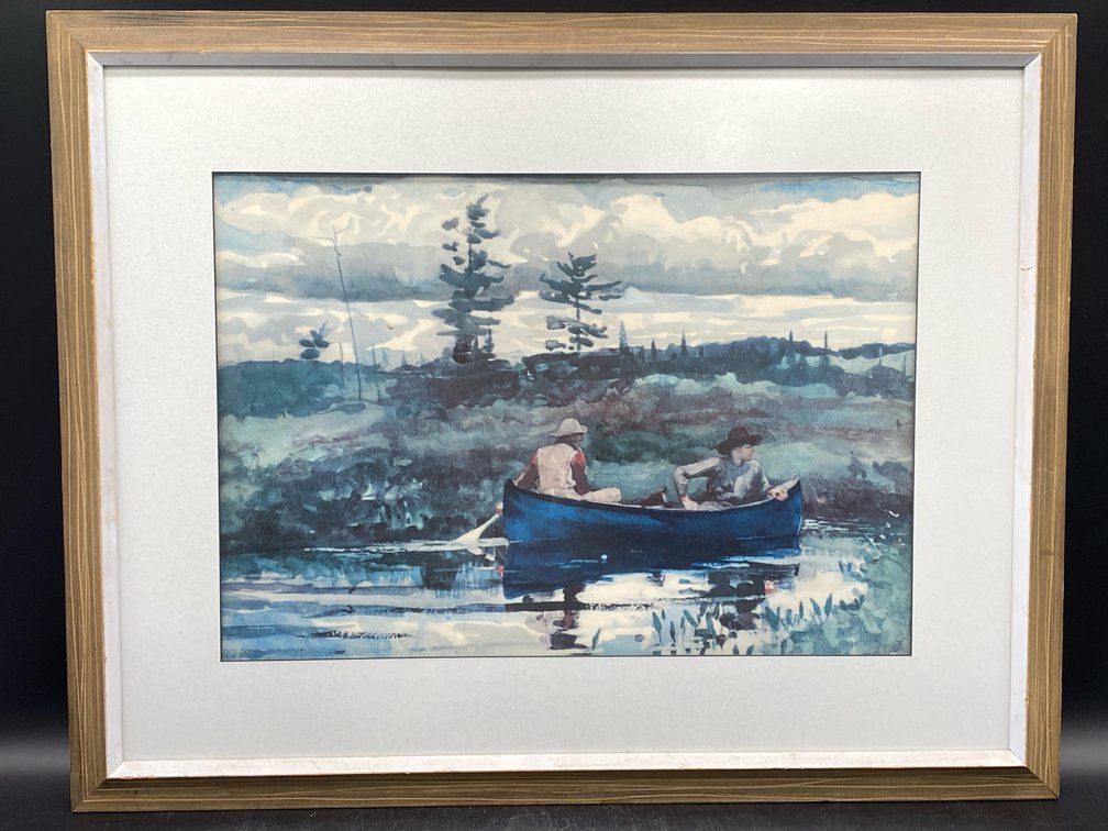 Winslow Homer Framed Blue Boat Lithograph
