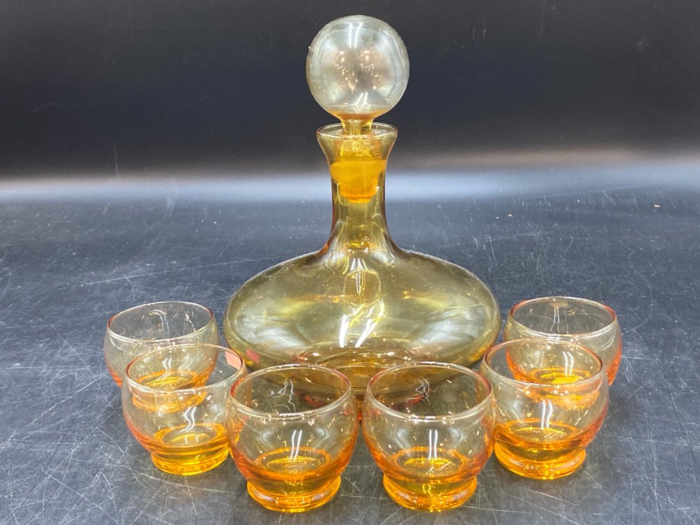Amber Glass Decanter Set