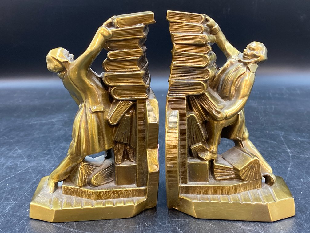 PM Craftsman Brass “Struggling Librarian” Bookends