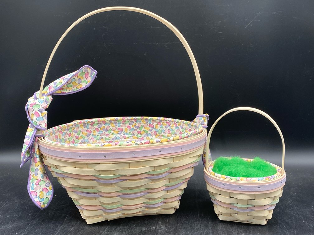 Longaberger 2000 Century Celebration Whitewashed Jelly Bean Basket Set