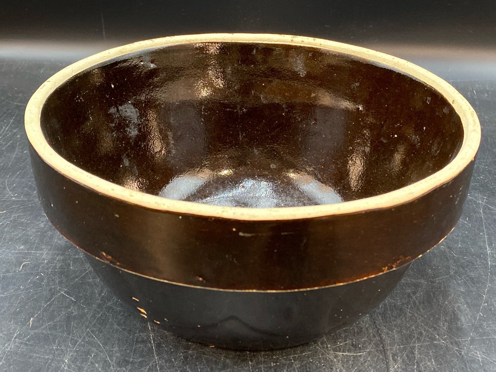 Brown Glazed Stoneware Mixing Bowl