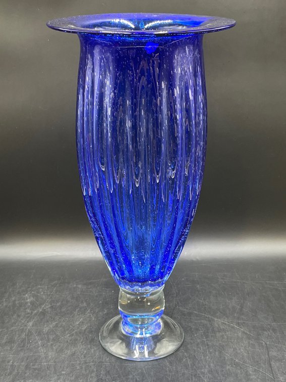 Pedestal Cobalt Blue Vase