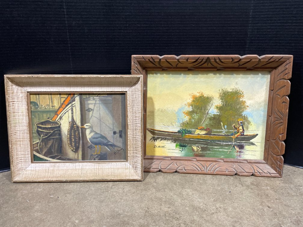 Framed Seagull & Boater Paintings