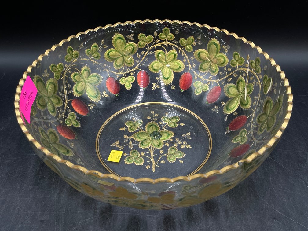 Enameled Glass Serving Bowl