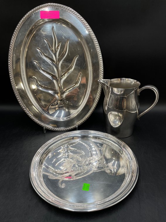 Wm. Rogers Silverplate Pitcher & Related