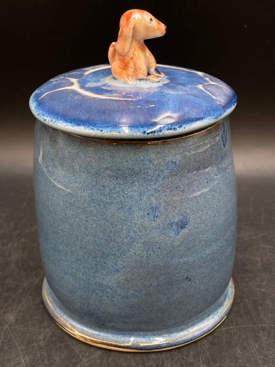Dog Figurine Studio Art Pottery Canister