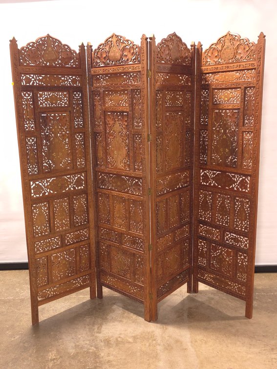 Indonesian Carved Teak Screen