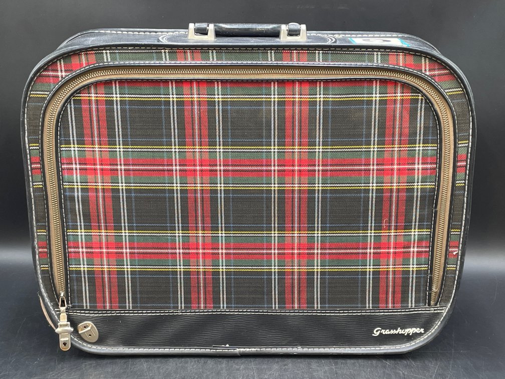 Vintage Plaid "Grasshopper" Travel Suitcase