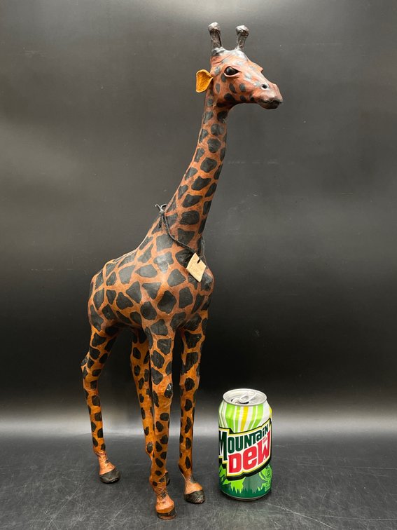 Leather Wrapped Giraffe Figure