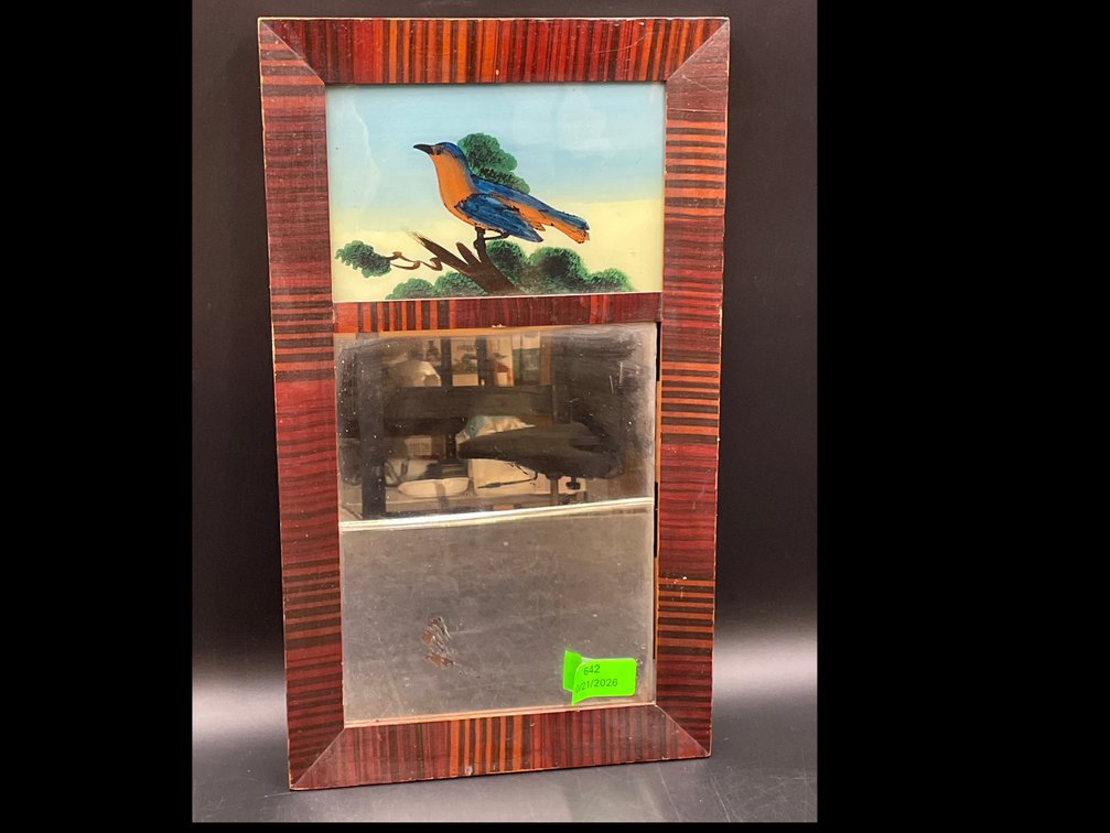 19th c Reverse Painted Wall Mirror