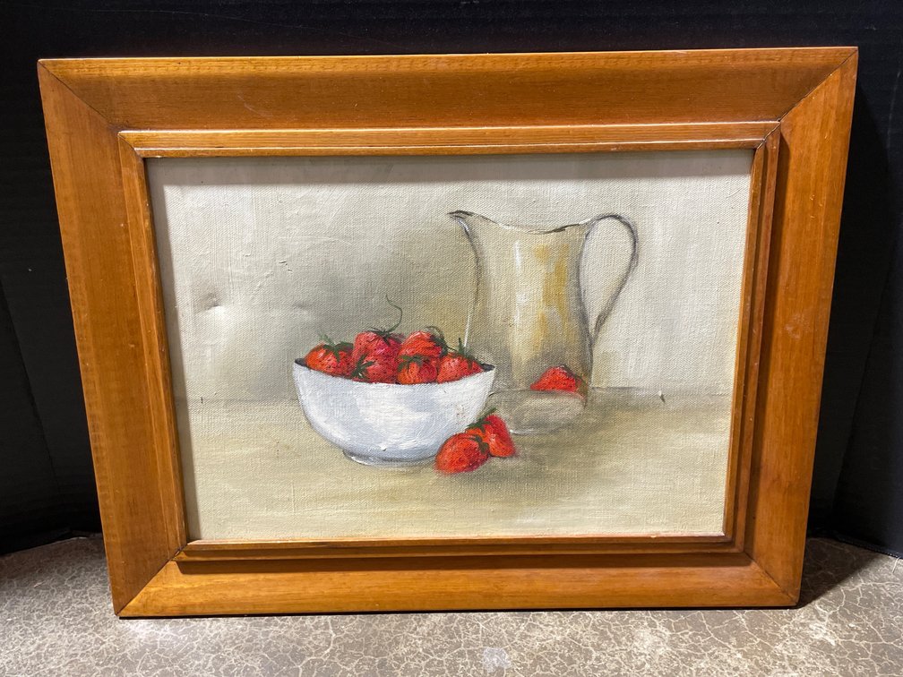 Strawberries Framed Oil Painting