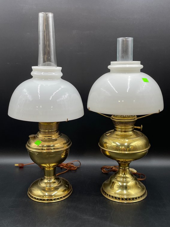 Brass Toned Electrified Oil Lamps