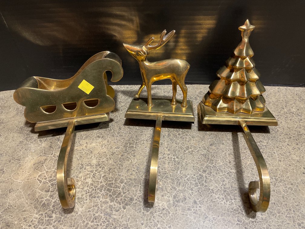 Brass Mantle Stocking Holders