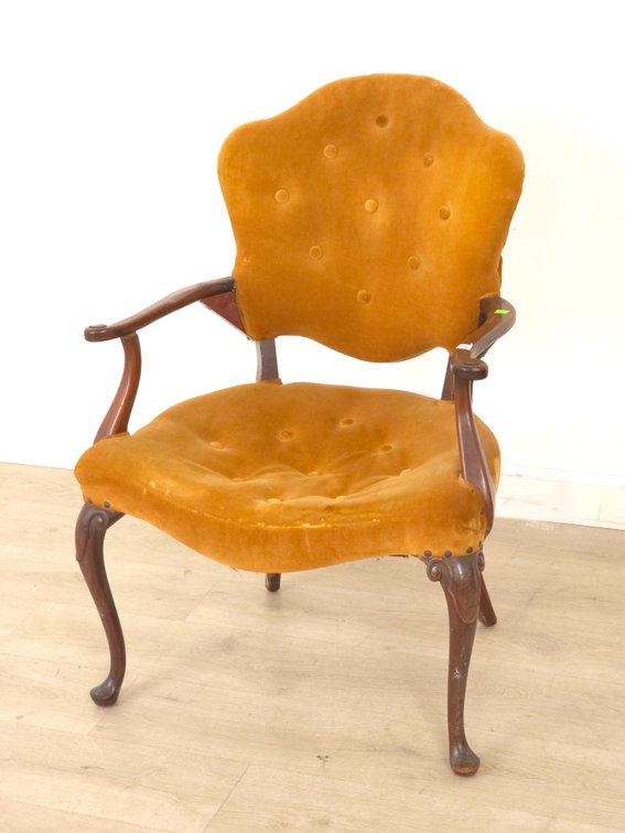 Tufted Queen Anne Arm Chair