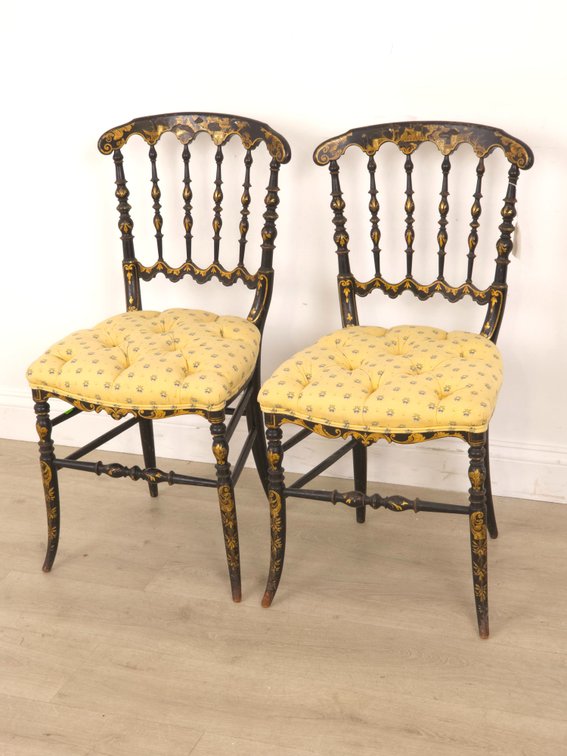 Victorian Chinoiserie Side Chair Duo