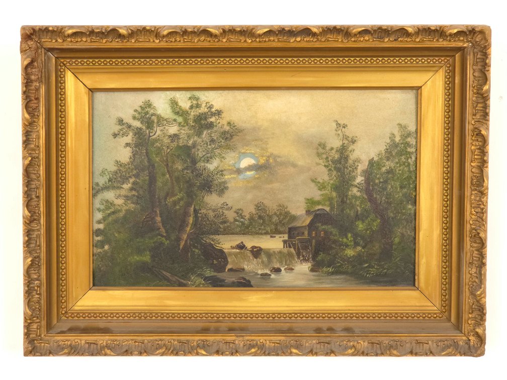 American School (Early 20th Century) Folk Art Landscape Painting