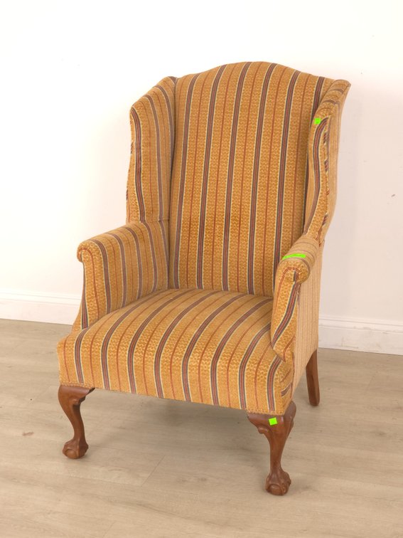 Striped Wingback Chair