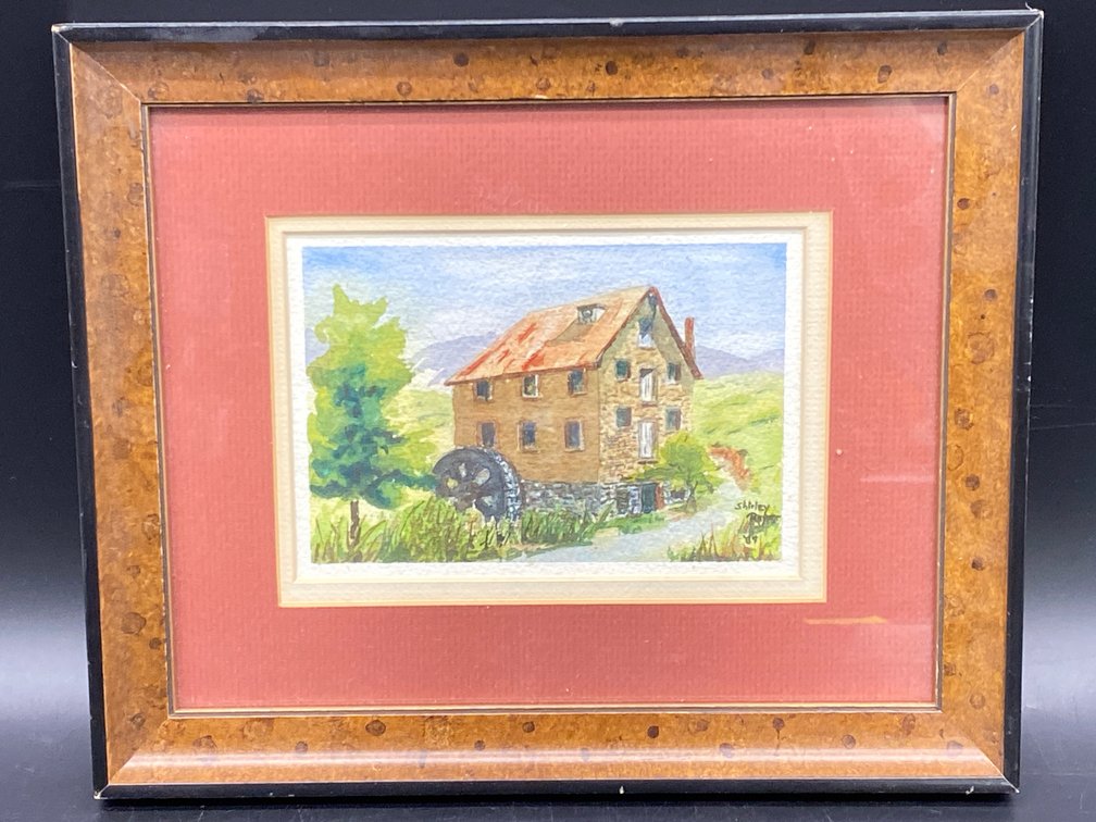 Framed Mill & Stream Artwork
