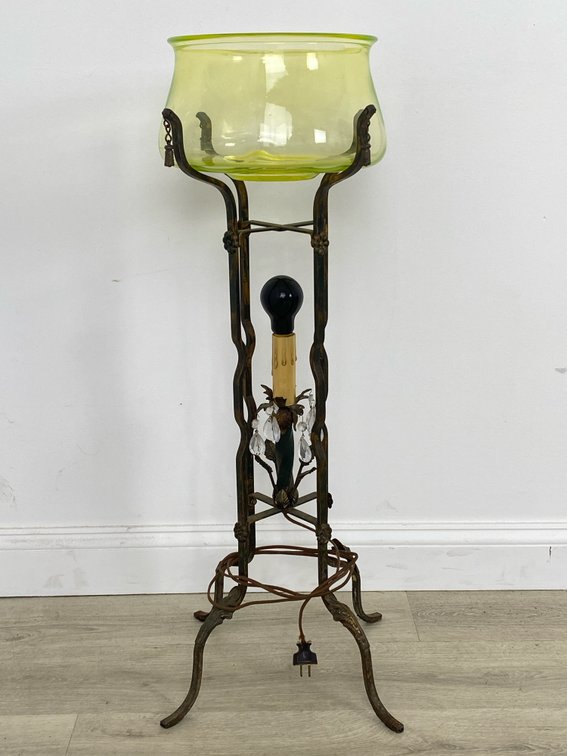 Uranium Glass Fishbowl & Stand