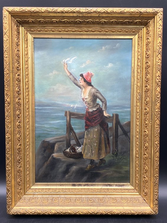 19th c. Marine Genre Oil on Canvas