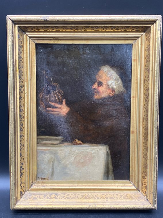 19th c. European School Franciscan Monk Oil on Canvas