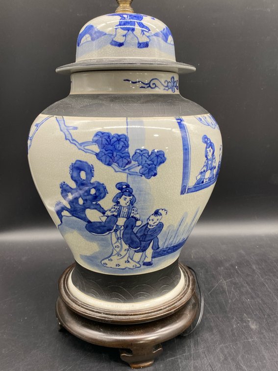 Chinoiserie Figural Ginger Jar Table Lamp