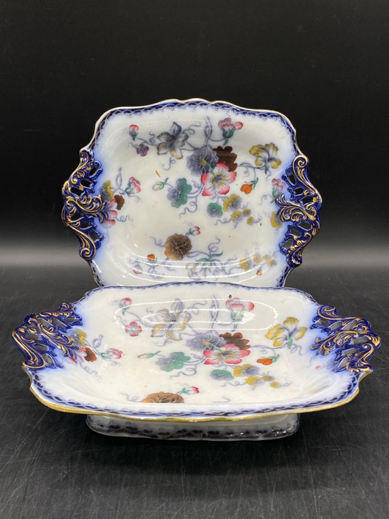 Gilt Porcelain Floral Serving Dishes