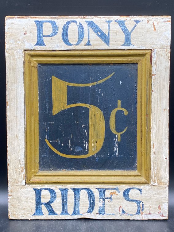 Pony Rides 5 Cents Wooden Sign