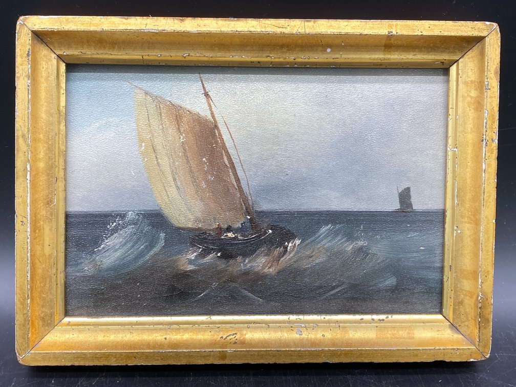 Active Seascape Framed Oil Painting