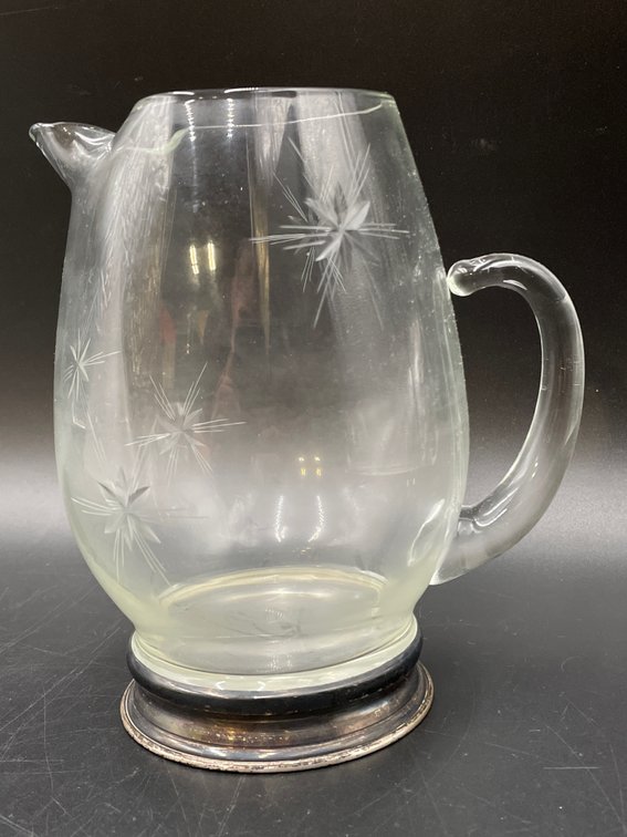 Wallace Sterling Footed Crystal Pitcher
