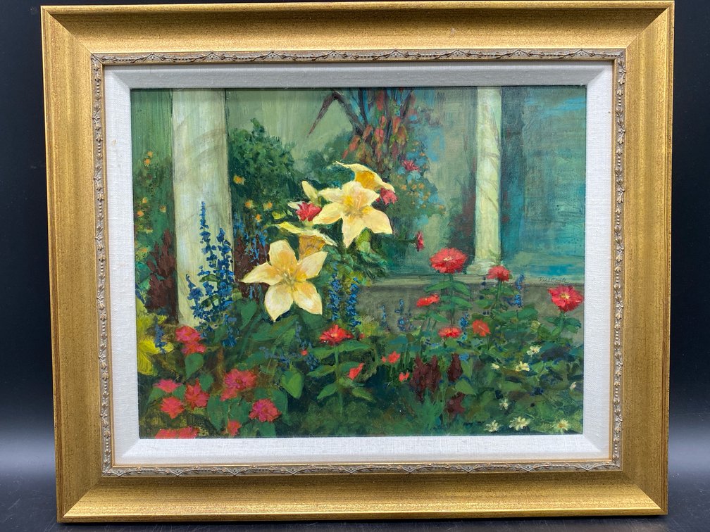 Giltwood Framed Flower Garden Artwork