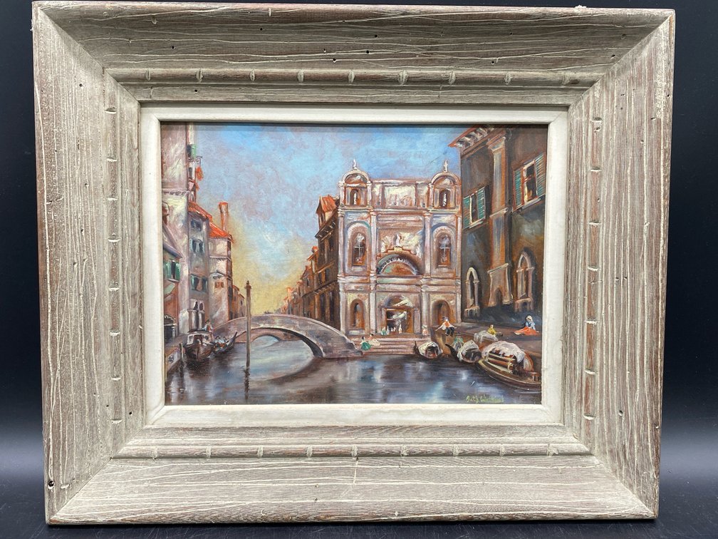 Framed Venice Canal Artwork