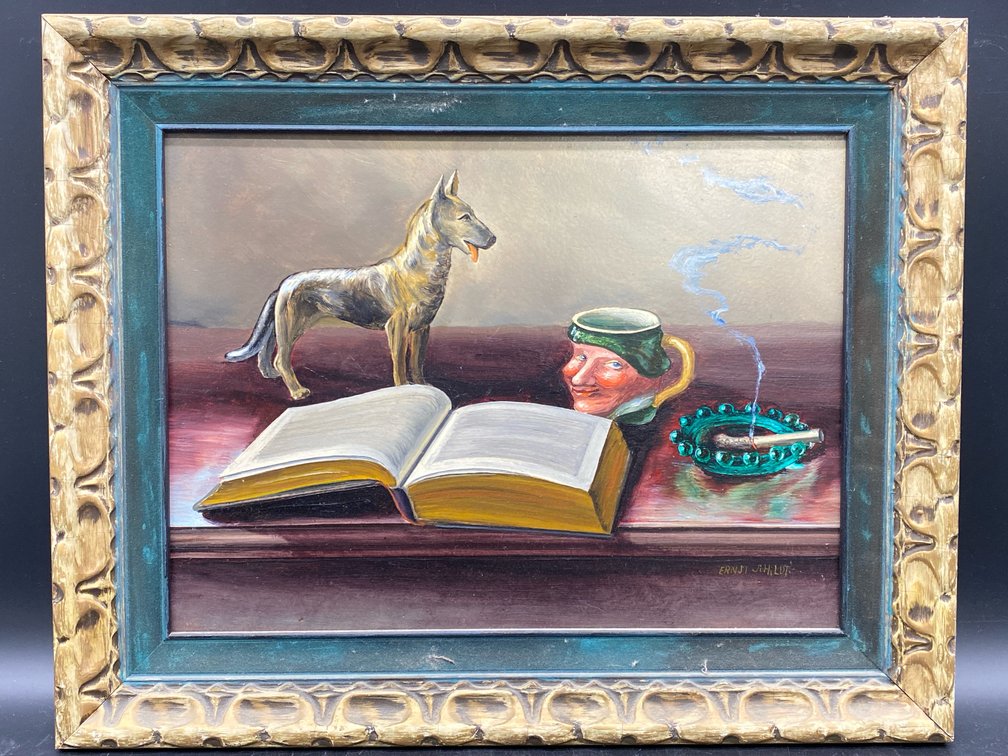 Framed Whimsical Still Life Painting