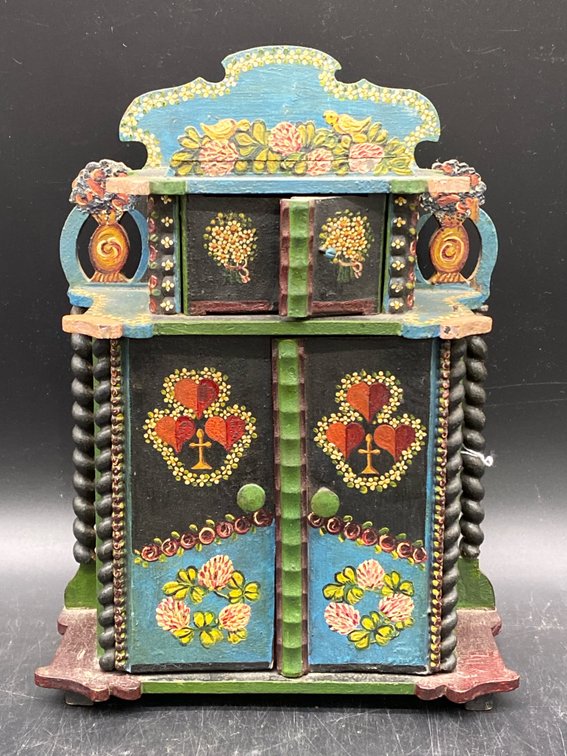 Folk Art Miniature Wooden Cabinet