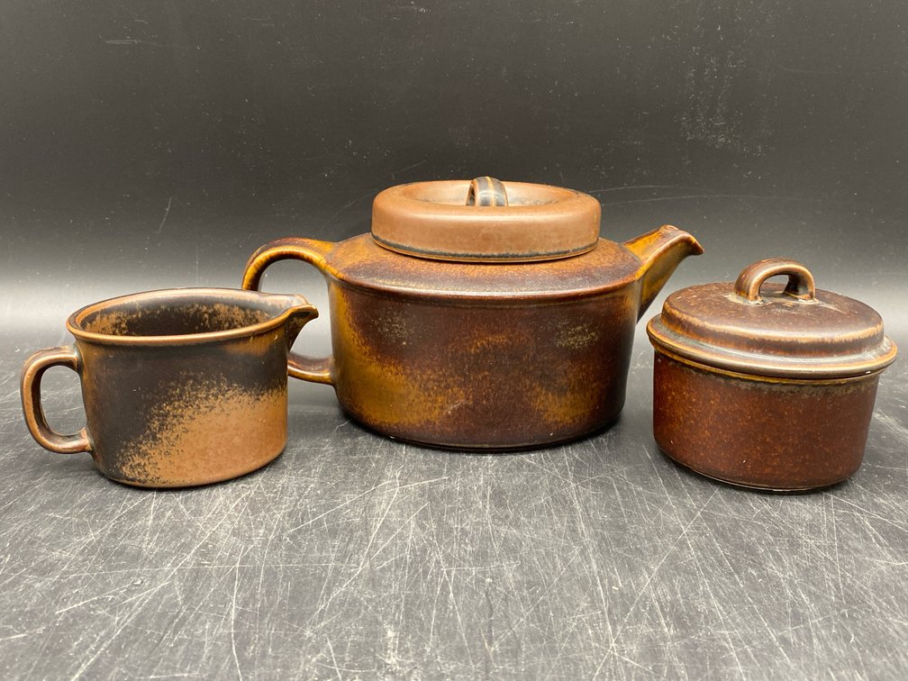 Arabia Finland "Ruska" Stoneware Teapot & Related