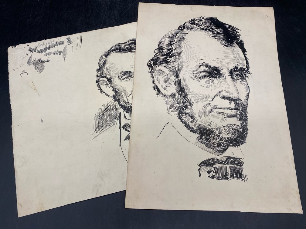(Hicks) Abraham Lincoln Pen & Ink Sketches