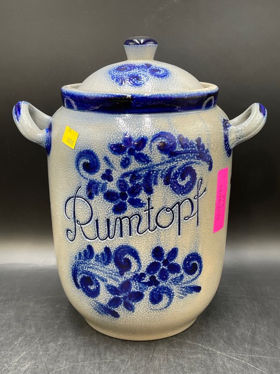 German Rumtopf Glazed Ceramic Crock