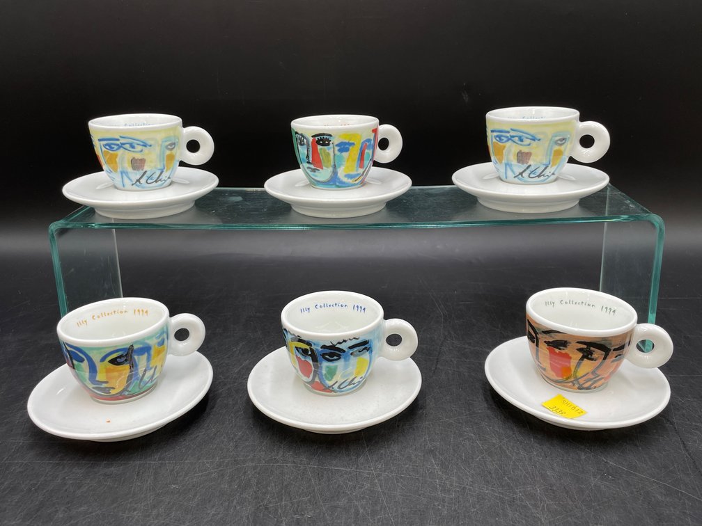1994 Illy Art Collection Espresso Cups & Saucers