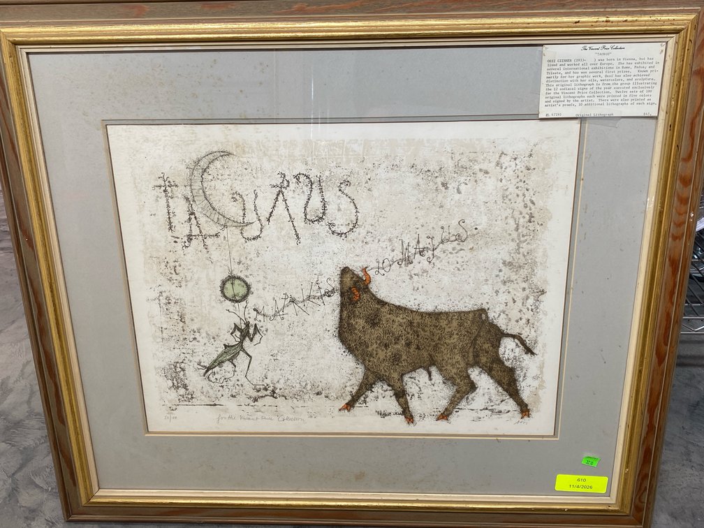 Ossi Czinner Framed "Taurus" Lithograph