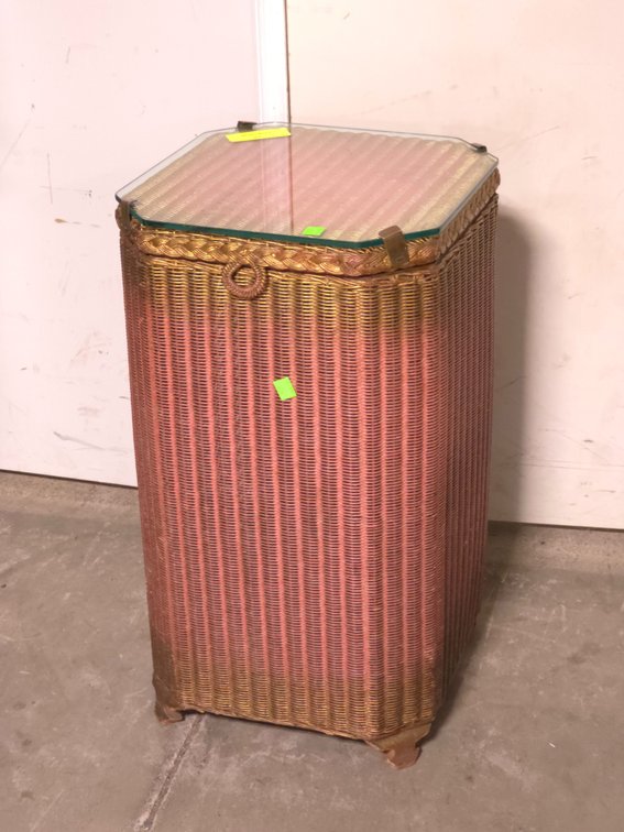 Glass Top Wicker Hamper