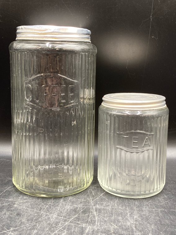 Vintage Ribbed Glass Canister Jars