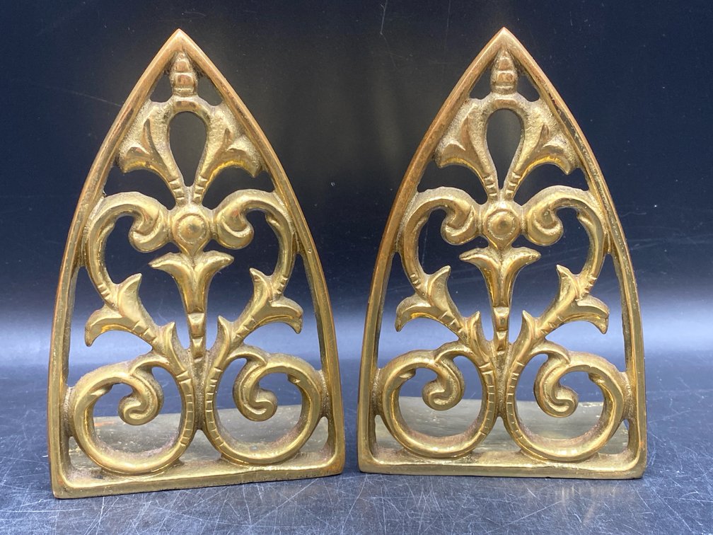 VMC Brass Cathedral Arch Bookend Pair