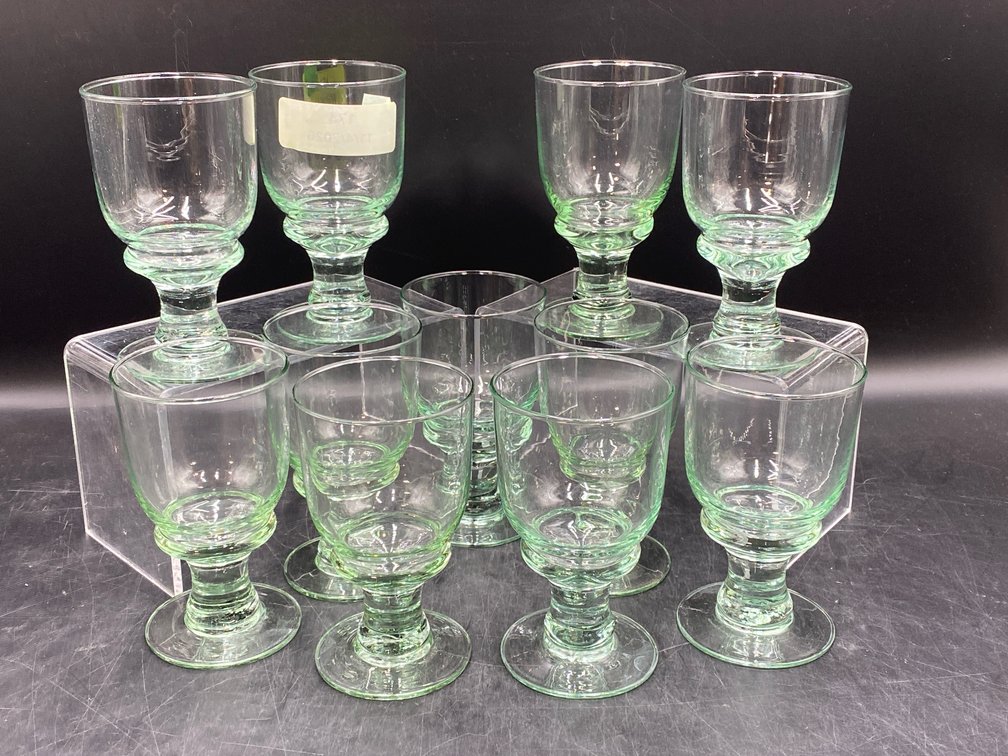 Hand Blown Light Green Water Goblets